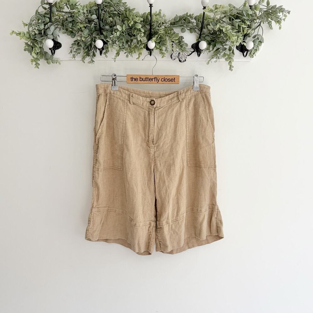 Poetry womens Tan Linen Blend Trouser Shorts With Pockets 10 I 608